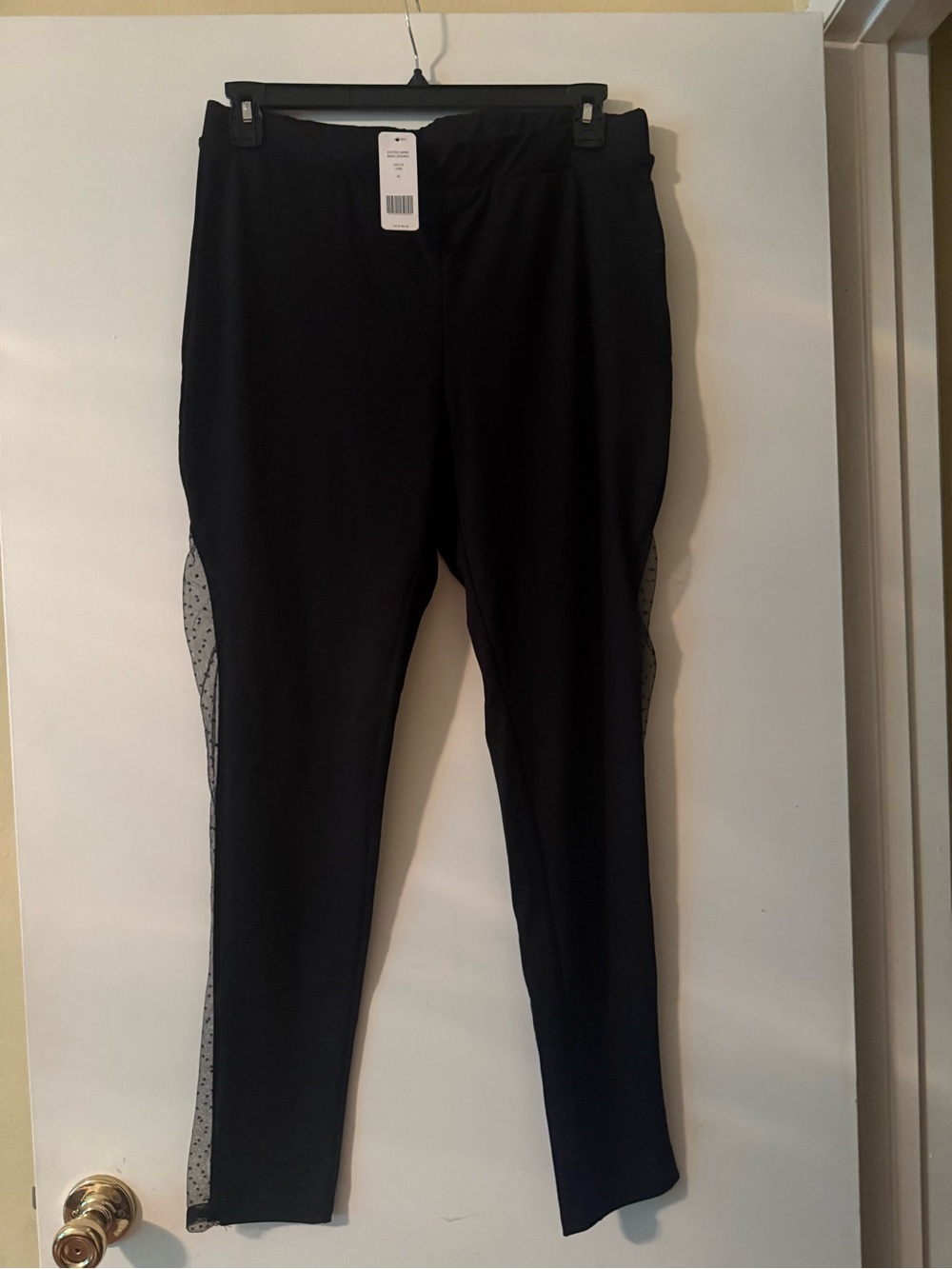 Black Women's Stretch Ponte leggings with Side Mesh Panels